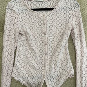 Urban Outfitters Light Pink Kimich Blue Lace Button-Up Cardigan Size S